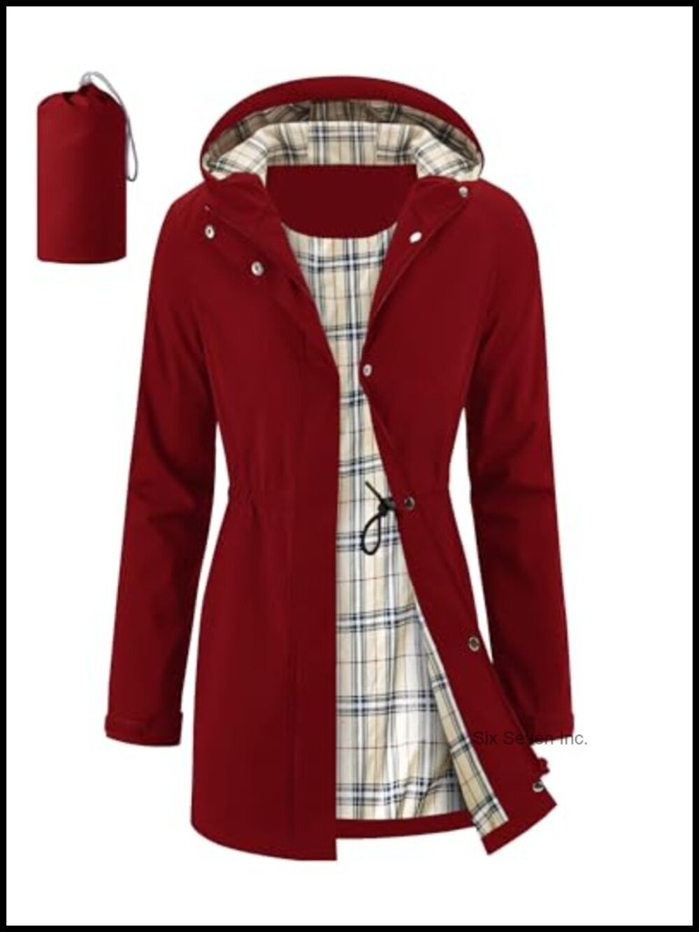 Women's Long Rain Jacket Waterproof Packable Hooded Windbreaker